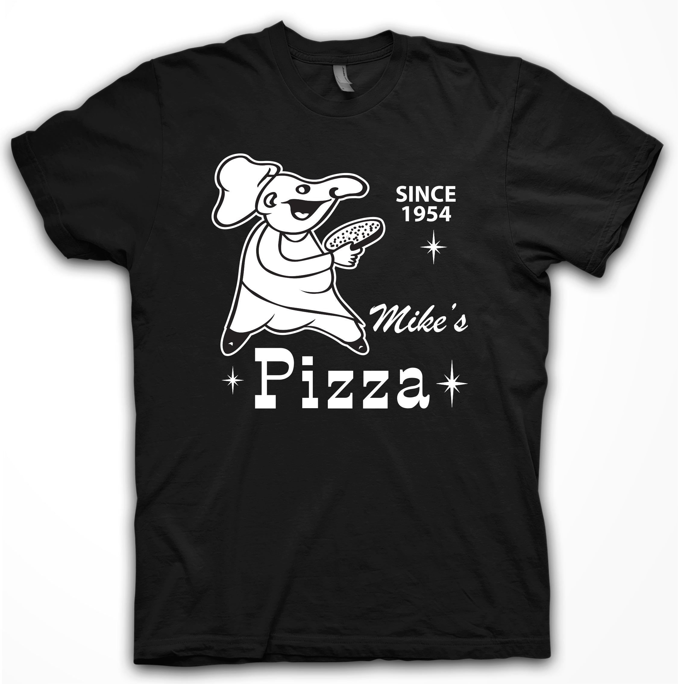Mike's Pizza (Men's Black/White T-Shirt)